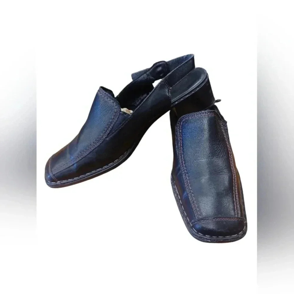 Rieker Slingback Black Leather Square Toe Shoe